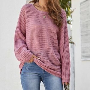 Solid Open Knit Sweater